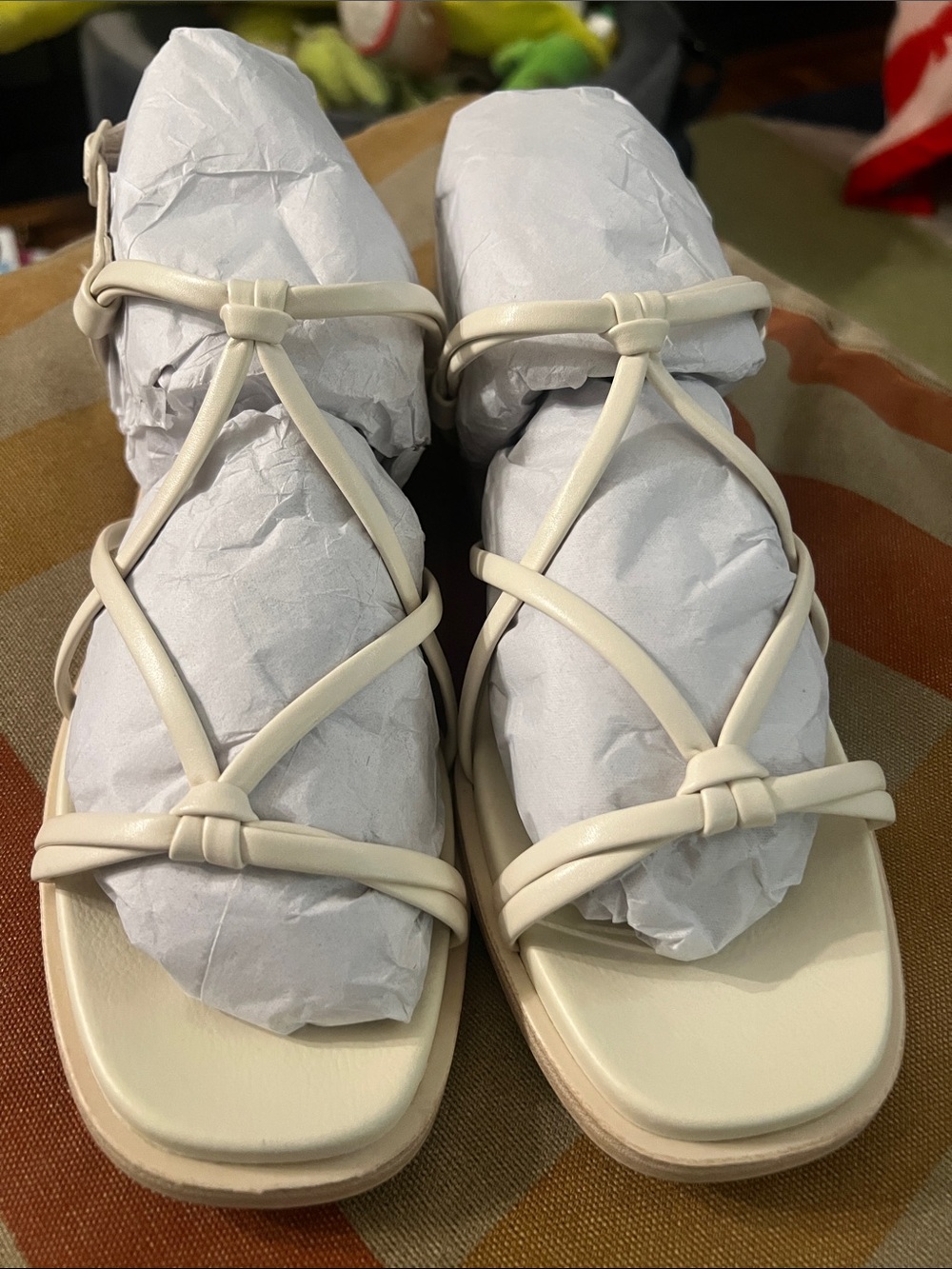 Ivory Strappy Square-Toe Sandals